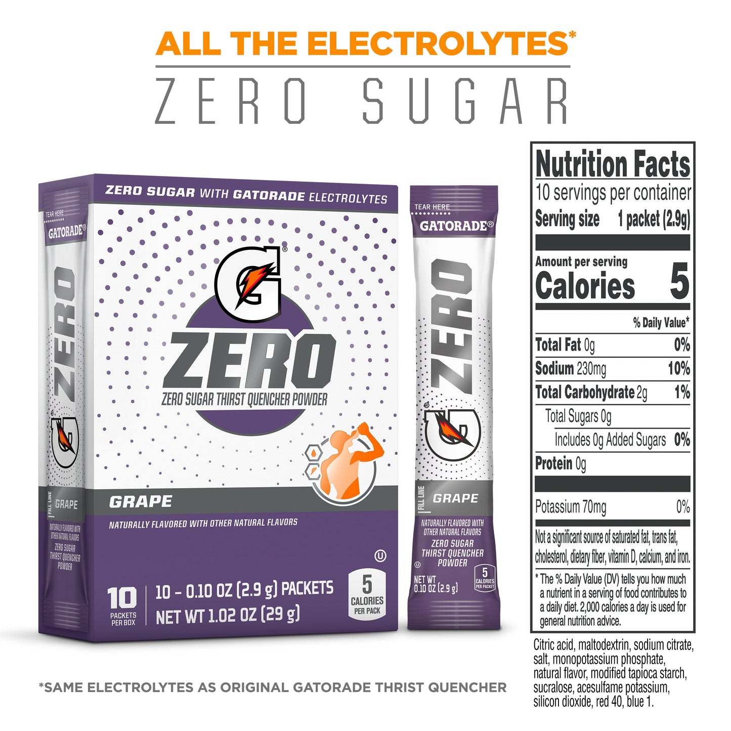 Gatorade Zero Powder Grape | 120 pack